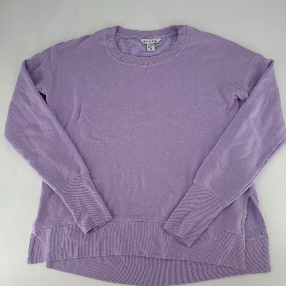 Athleta Womens XS Purple Coaster Luxe Sweatshirt Pullover Crewneck Lavender